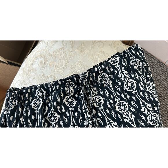 Wide Leg Cropped Pants Elastic Waist Black Aztec Flowing Boho Chic DASH SZ L - Picture 5 of 7